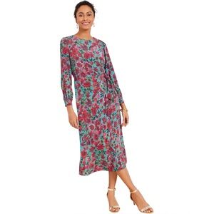 Talbots Petite Romantic Floral Side-Tie Midi Dress | 12P 🌸